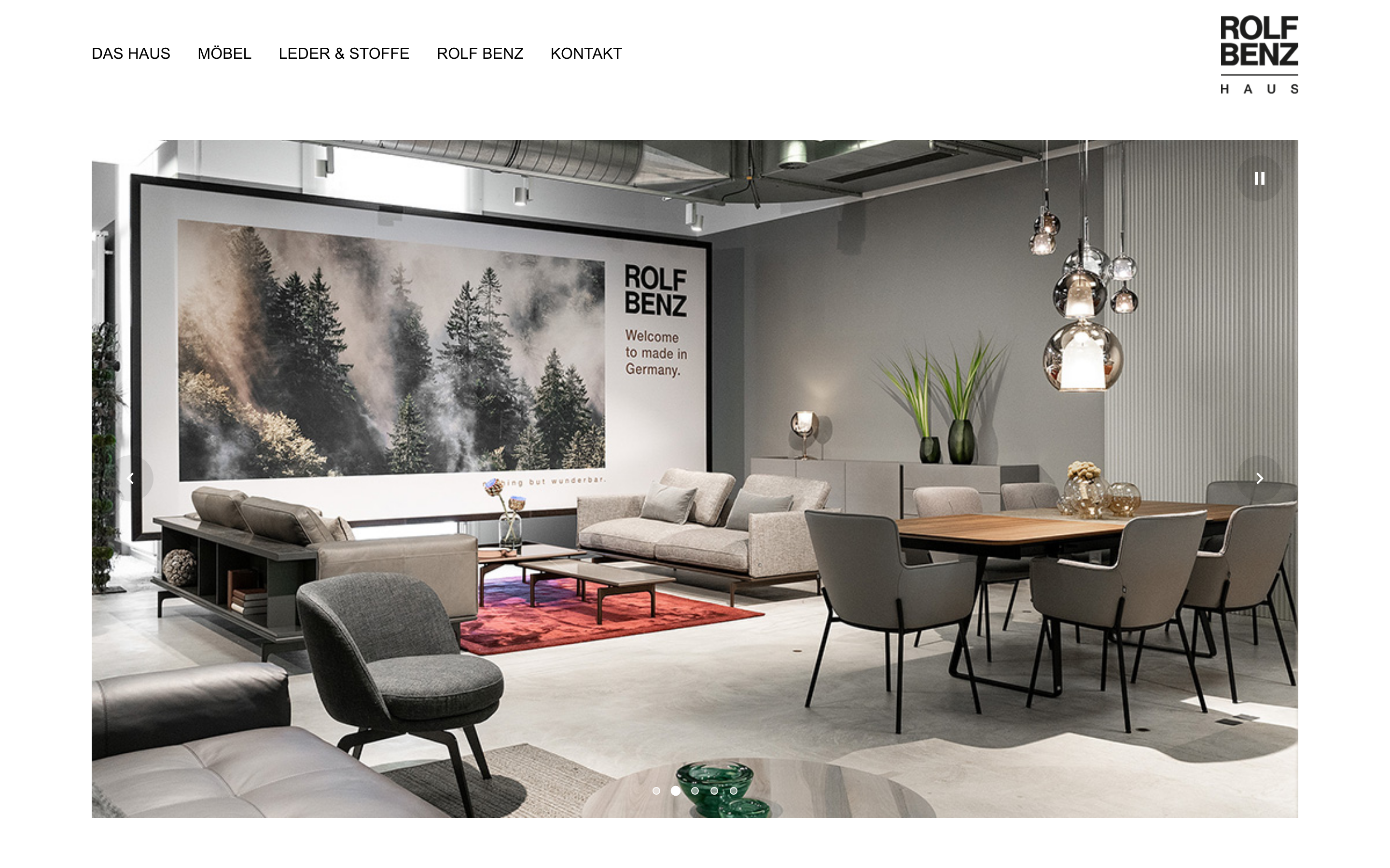 Rolf Benz Haus Berlin website — homepage with furniture collection and consultation request